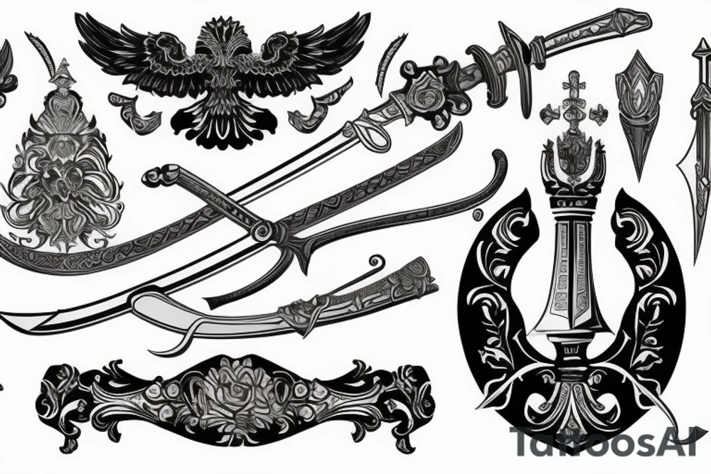 russian style sword tattoo idea