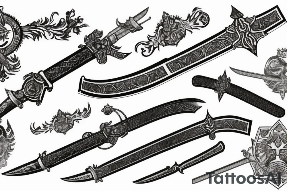 russian style sword tattoo idea