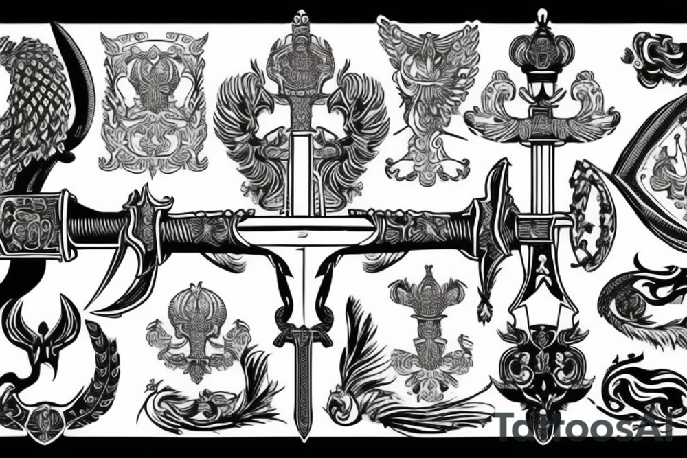 russian style sword tattoo idea