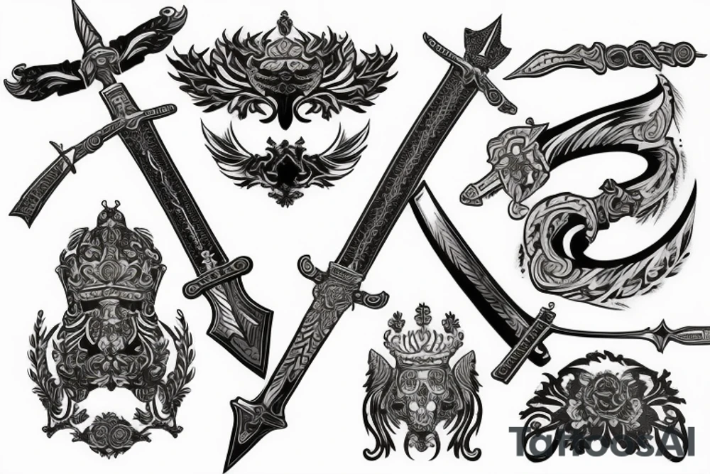russian style sword tattoo idea