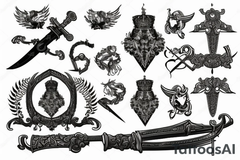 russian style sword tattoo idea