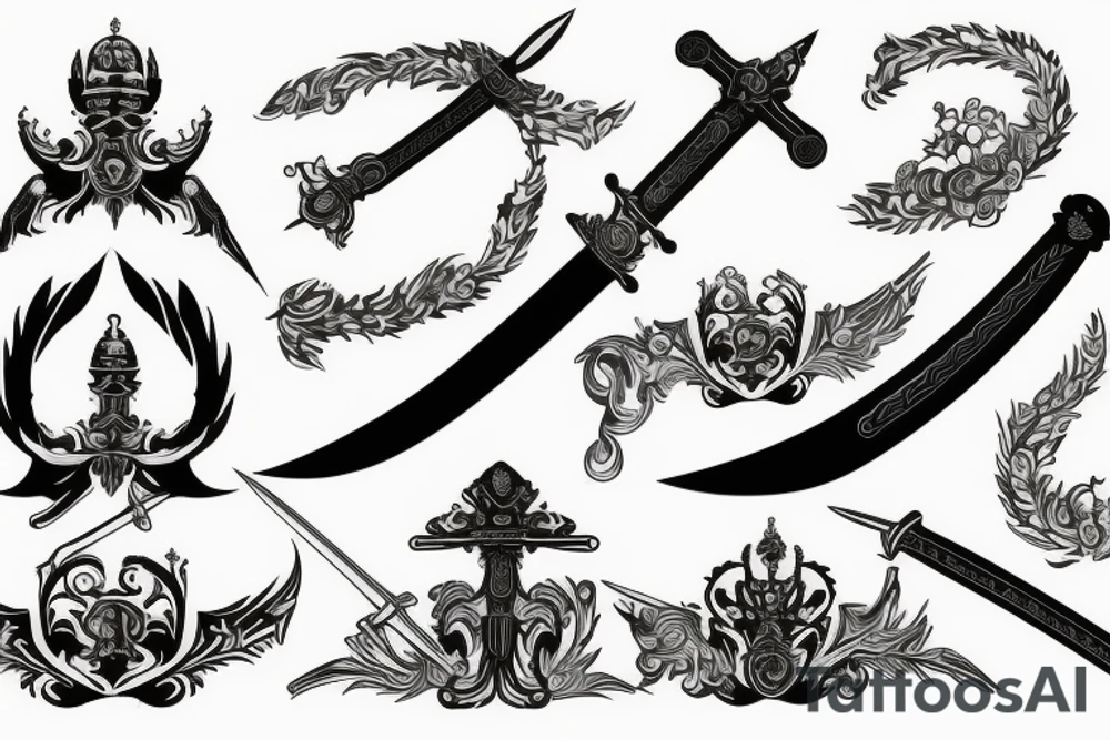 russian style sword tattoo idea