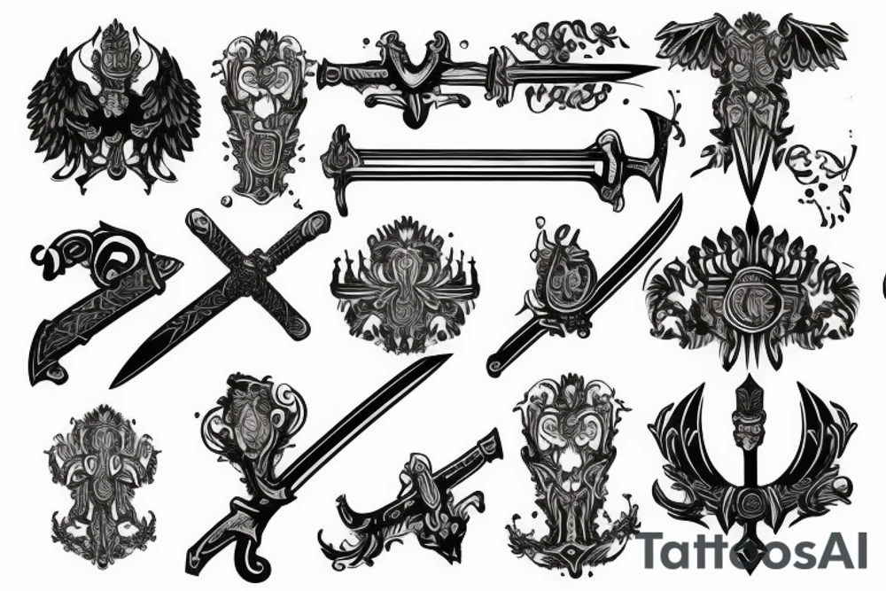 russian style sword tattoo idea