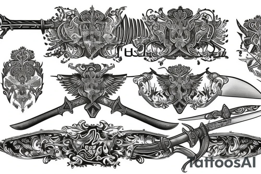 russian style sword tattoo idea