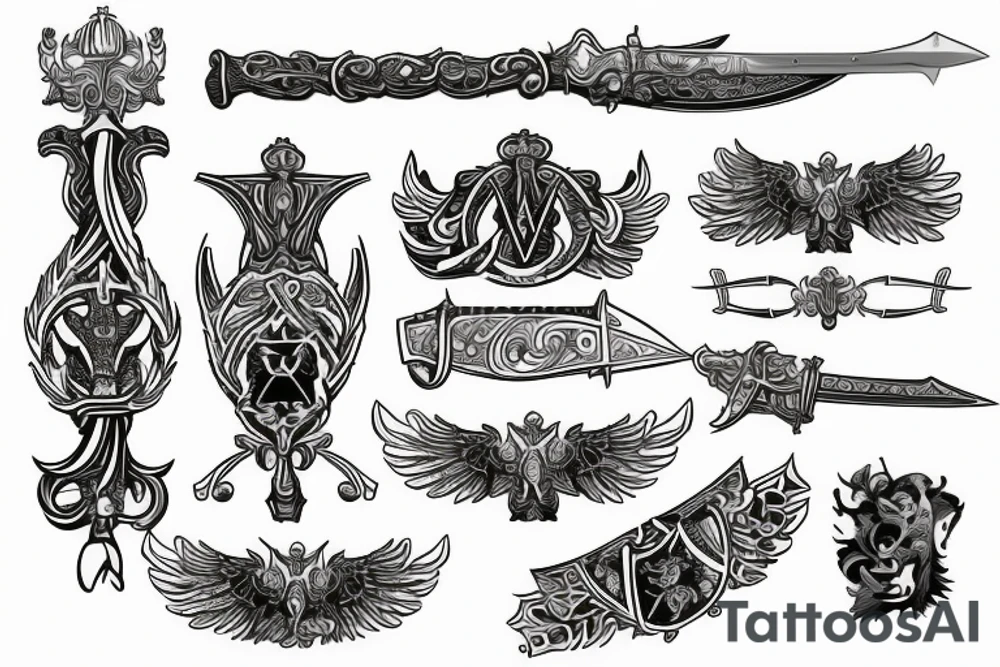 russian style sword tattoo idea
