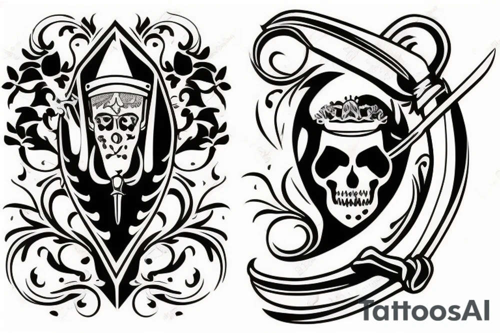 russian style sword tattoo idea