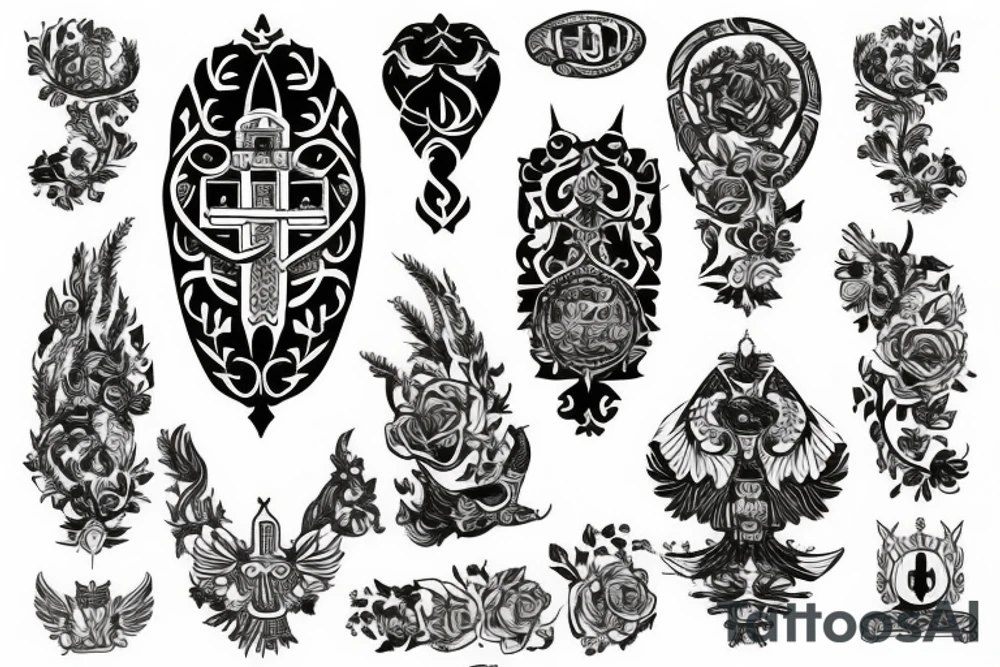 russian style emblem tattoo idea