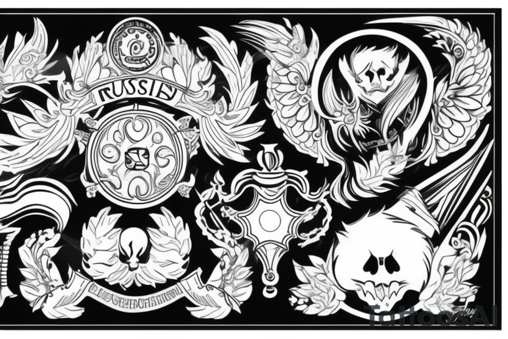russian style emblem tattoo idea