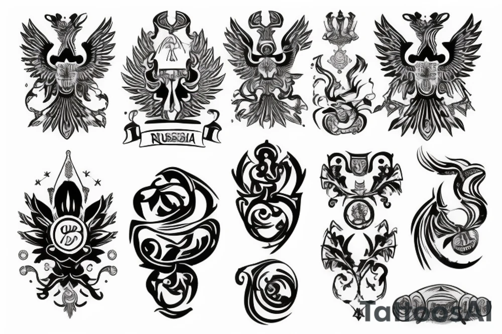 russian style emblem tattoo idea