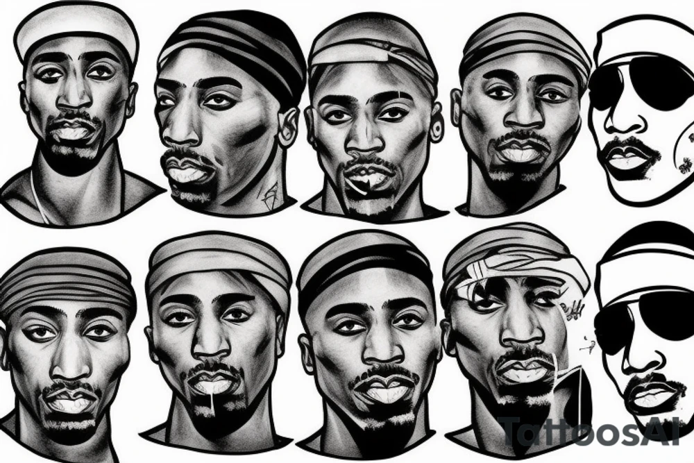 tupac shakur face like from his music covers 2pac tattoo idea