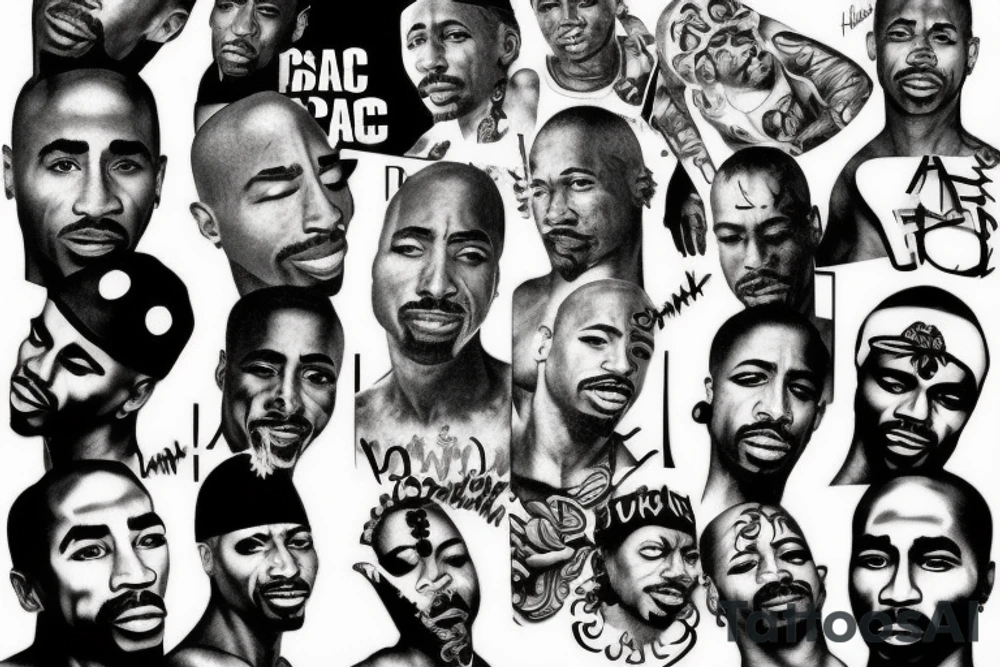 2pac face like from his music covers tattoo idea