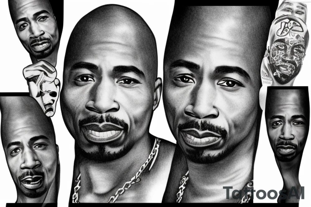 2pac face like from his music covers tattoo idea