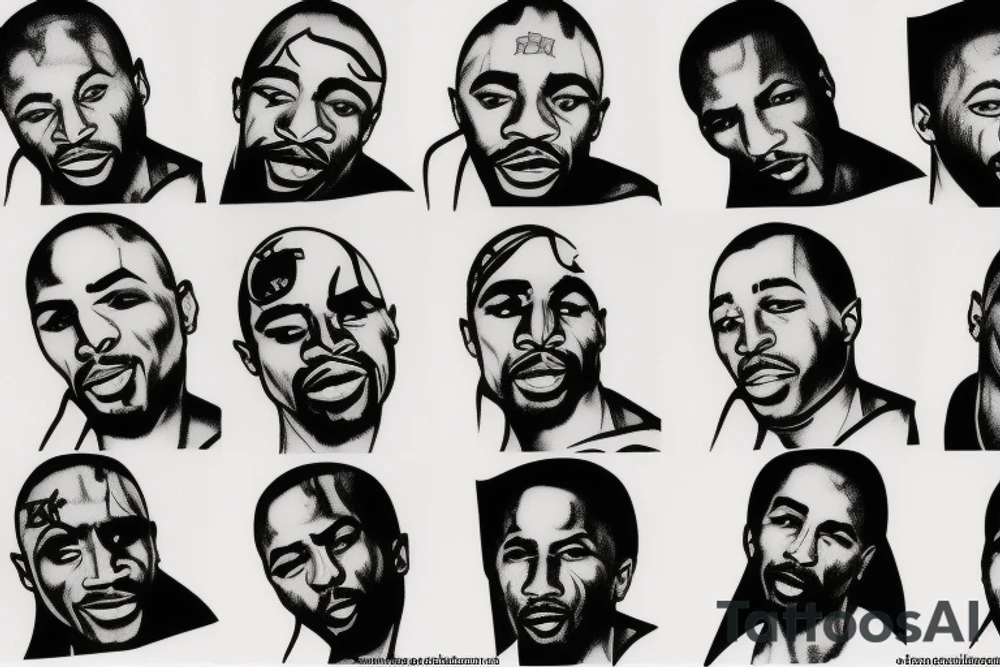 2pac face like from his music covers tattoo idea