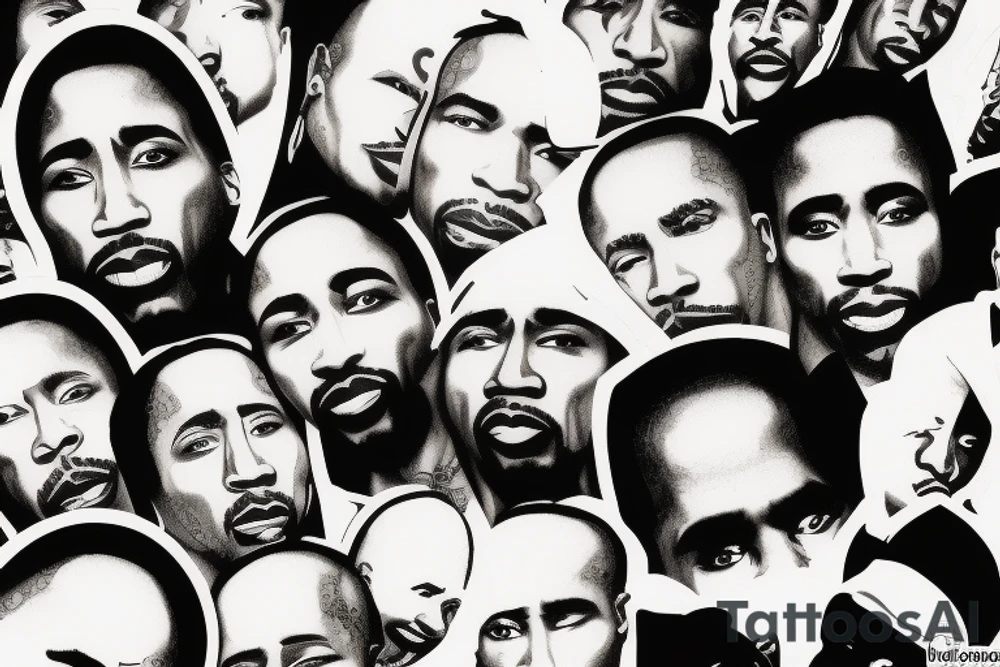 2pac face like from his music covers tattoo idea