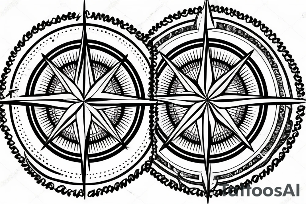 compass with knife tattoo idea