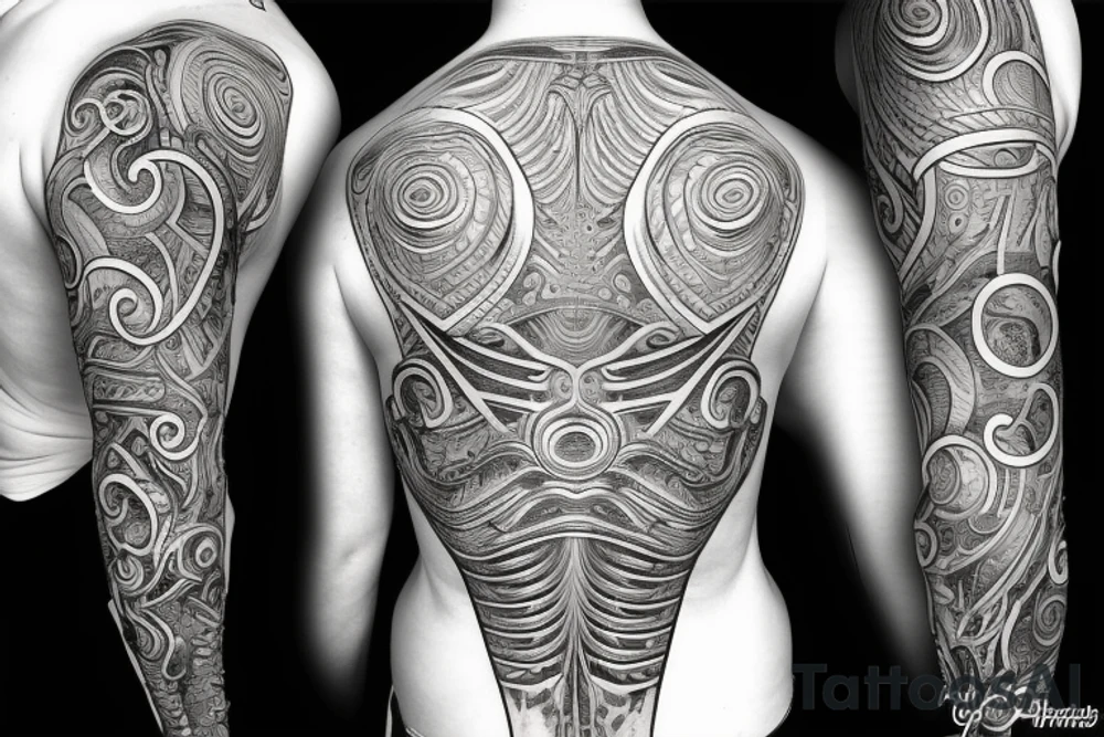 cyborgpattern long tattoo idea