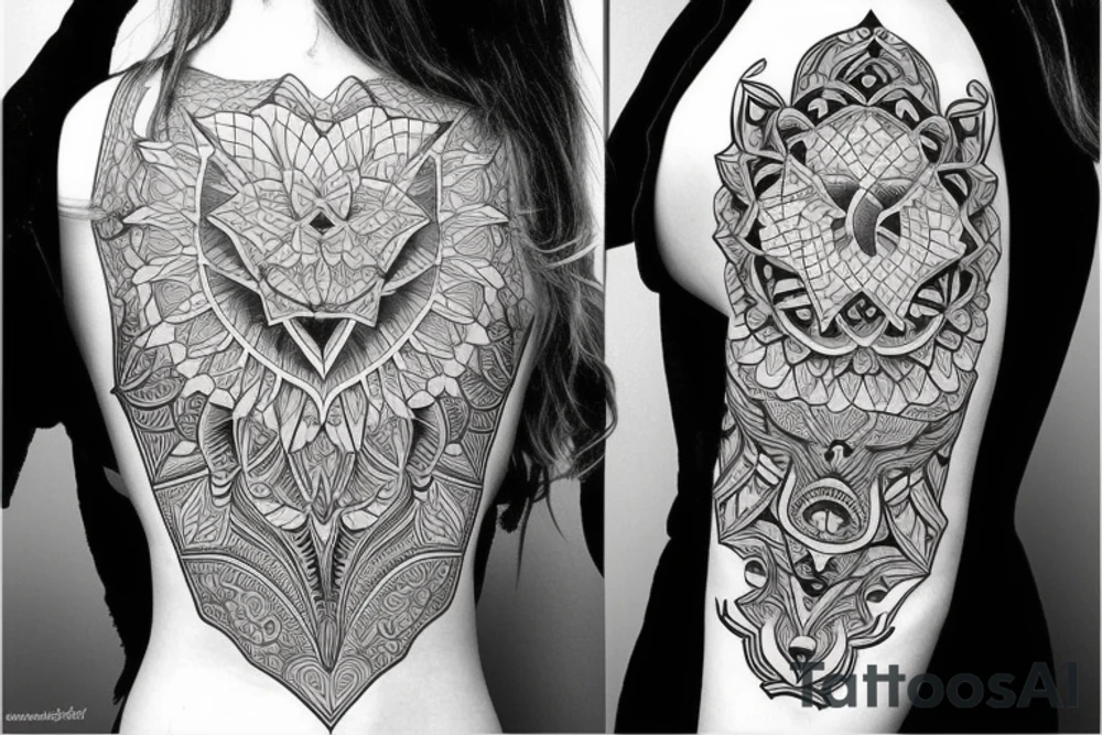 symmetrical impressive pattern tattoo idea
