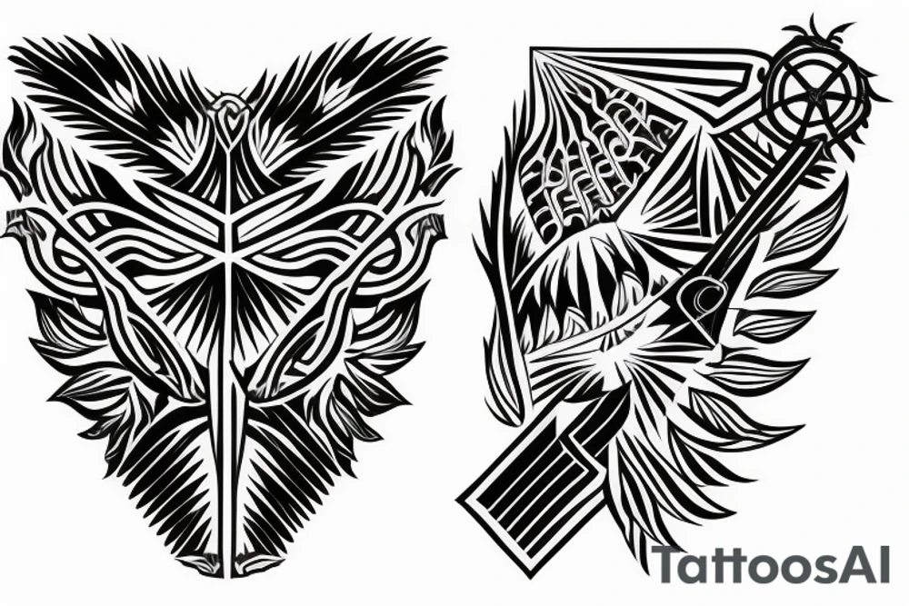 symmetrical knife pattern tattoo idea
