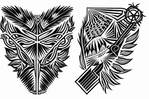 symmetrical knife pattern tattoo idea