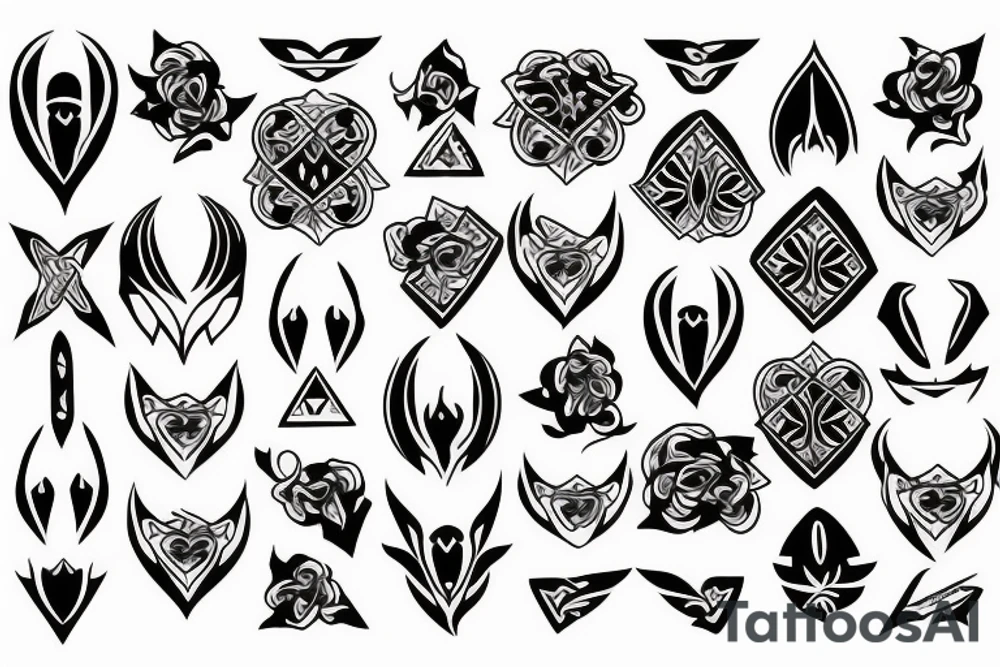 symmetrical knife pattern tattoo idea