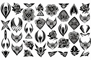 symmetrical knife pattern tattoo idea