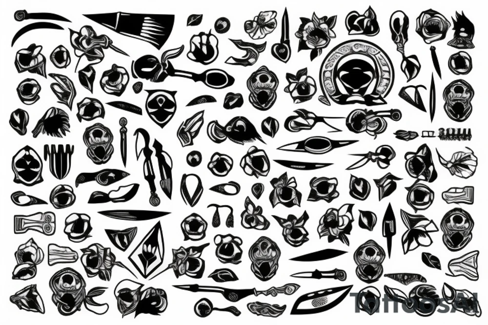 symmetrical knife pattern tattoo idea