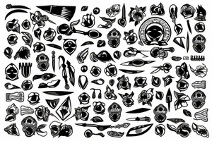 symmetrical knife pattern tattoo idea