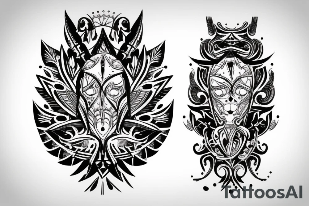 symmetrical knife pattern tattoo idea