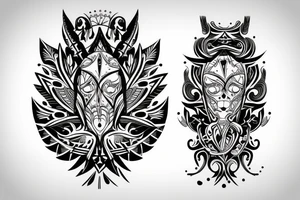 symmetrical knife pattern tattoo idea