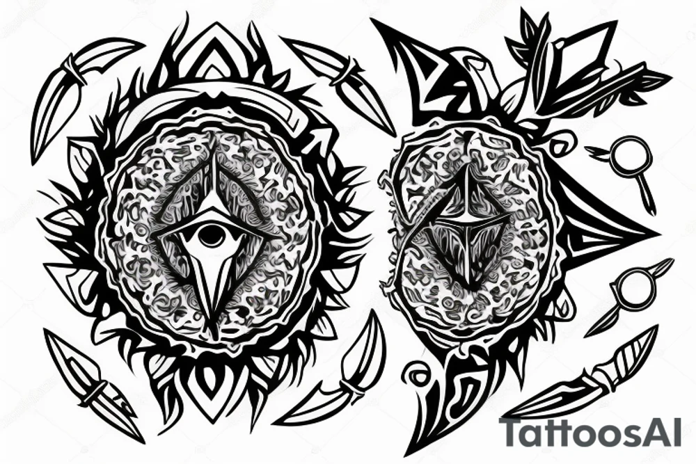 symmetrical knife tattoo idea