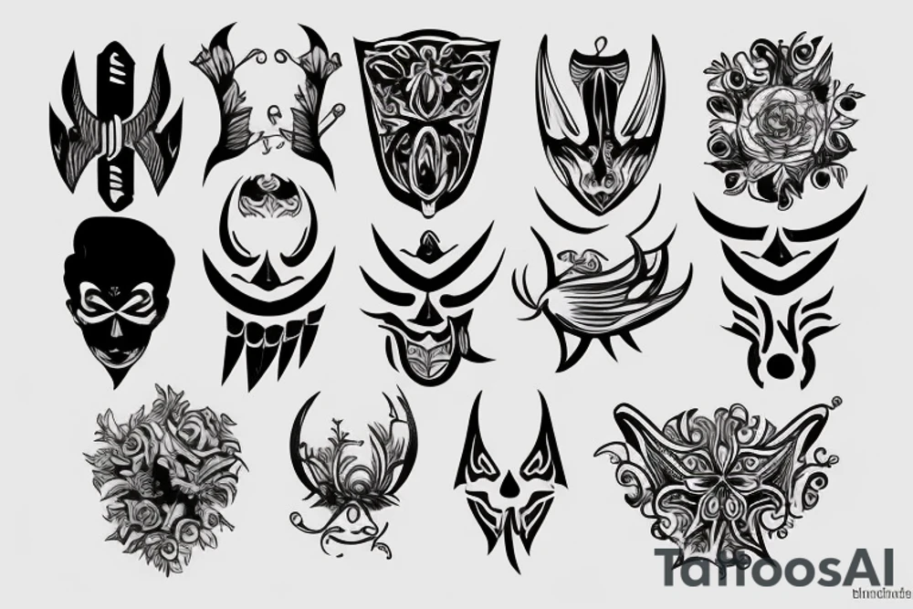 symmetrical knife tattoo idea