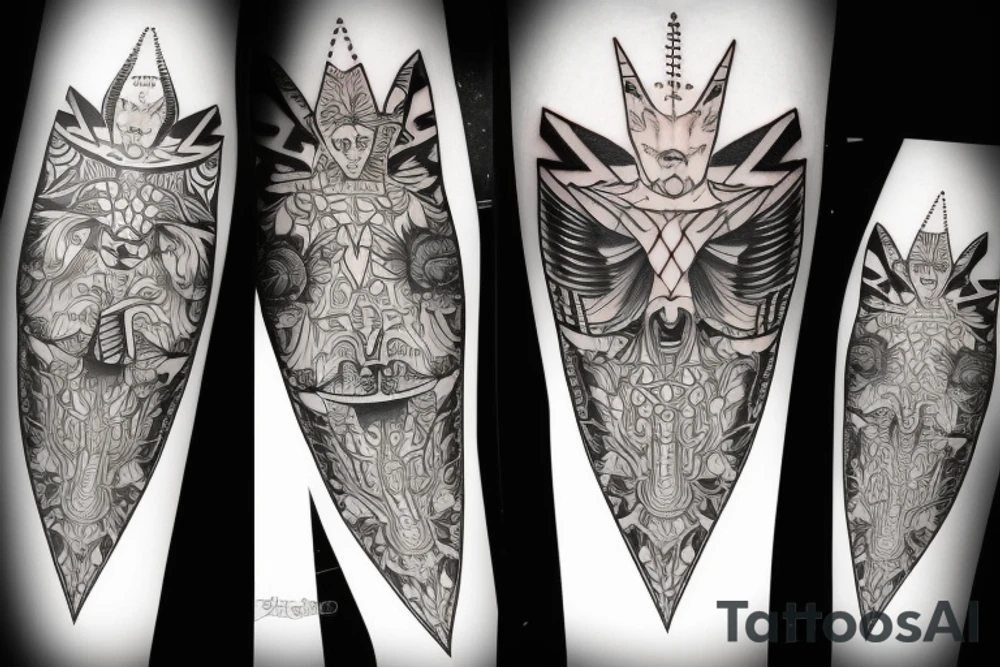 symmetrical knife tattoo idea