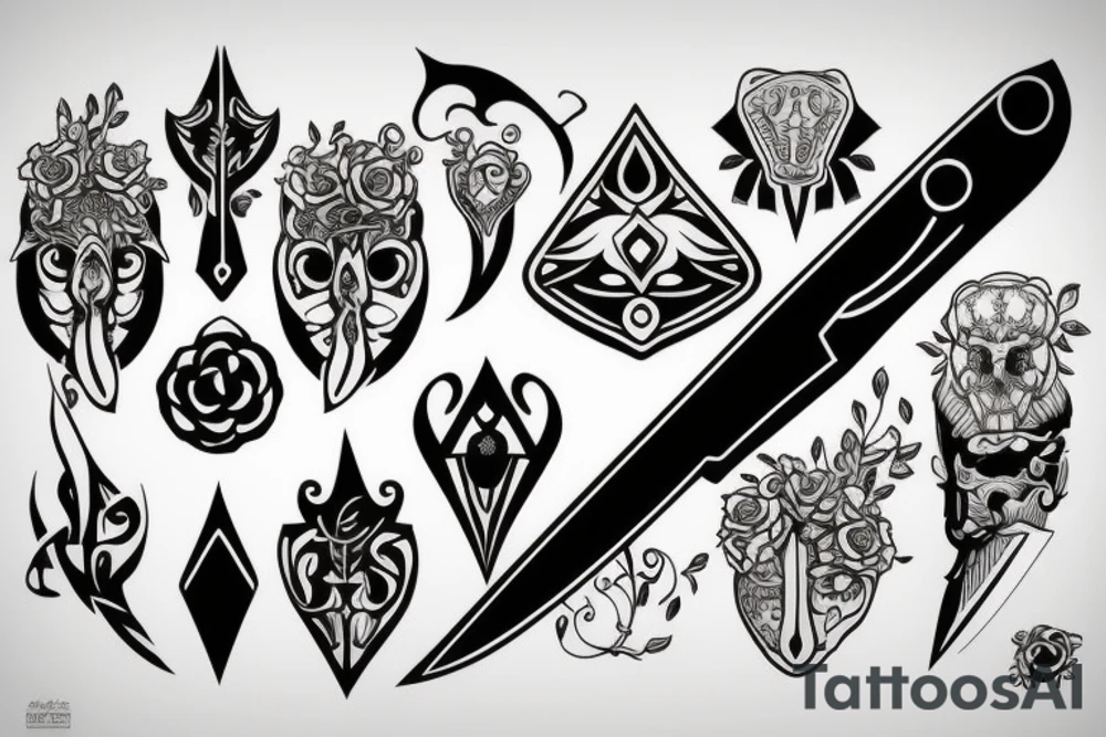 symmetrical knife tattoo idea