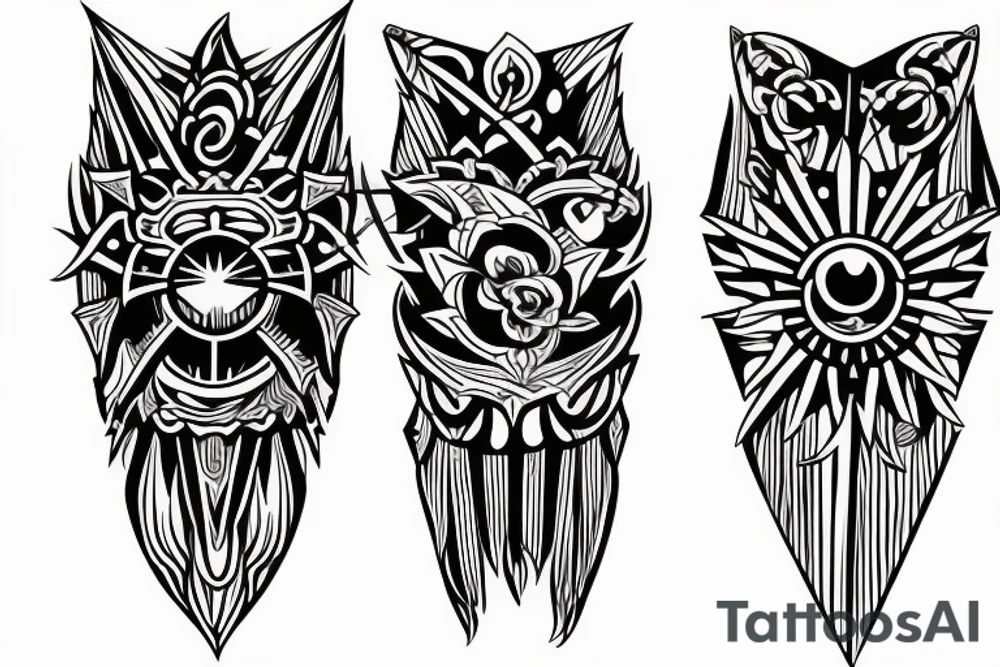 symmetrical knife tattoo idea