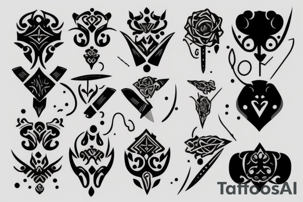 symmetrical knife tattoo idea