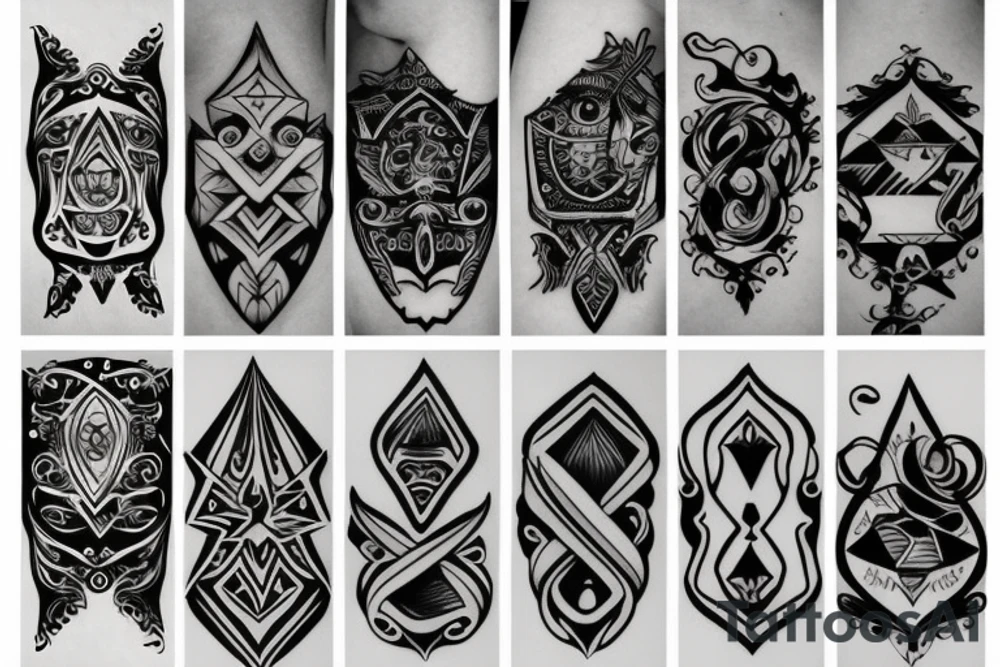 symmetrical knife tattoo idea