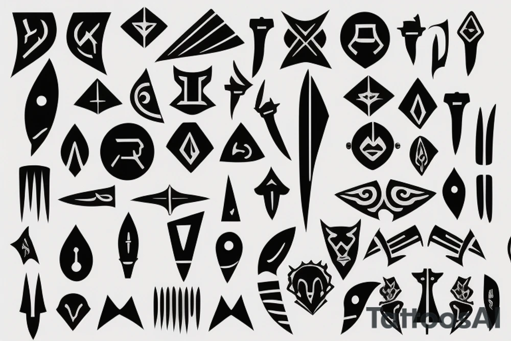 symmetrical knife tattoo idea