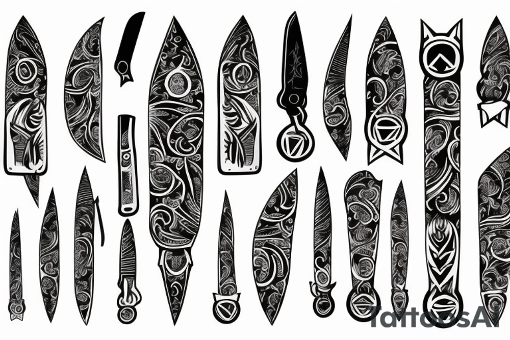 symmetrical knife tattoo idea