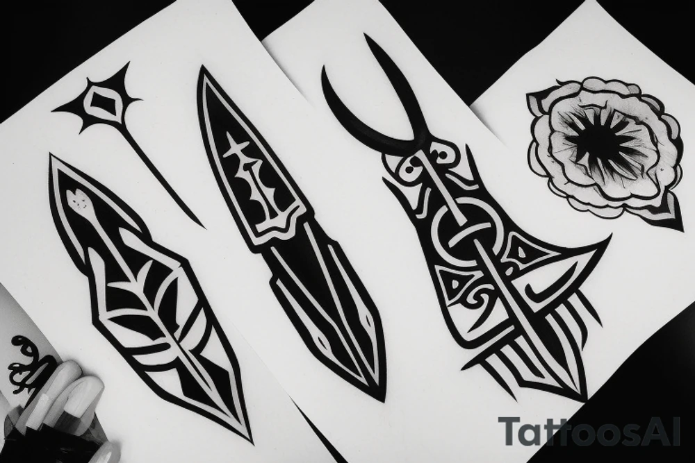 symmetrical knife tattoo idea