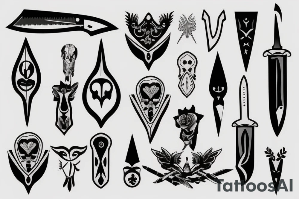 symmetrical knife tattoo idea