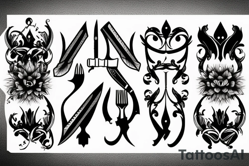 symmetrical knife tattoo idea