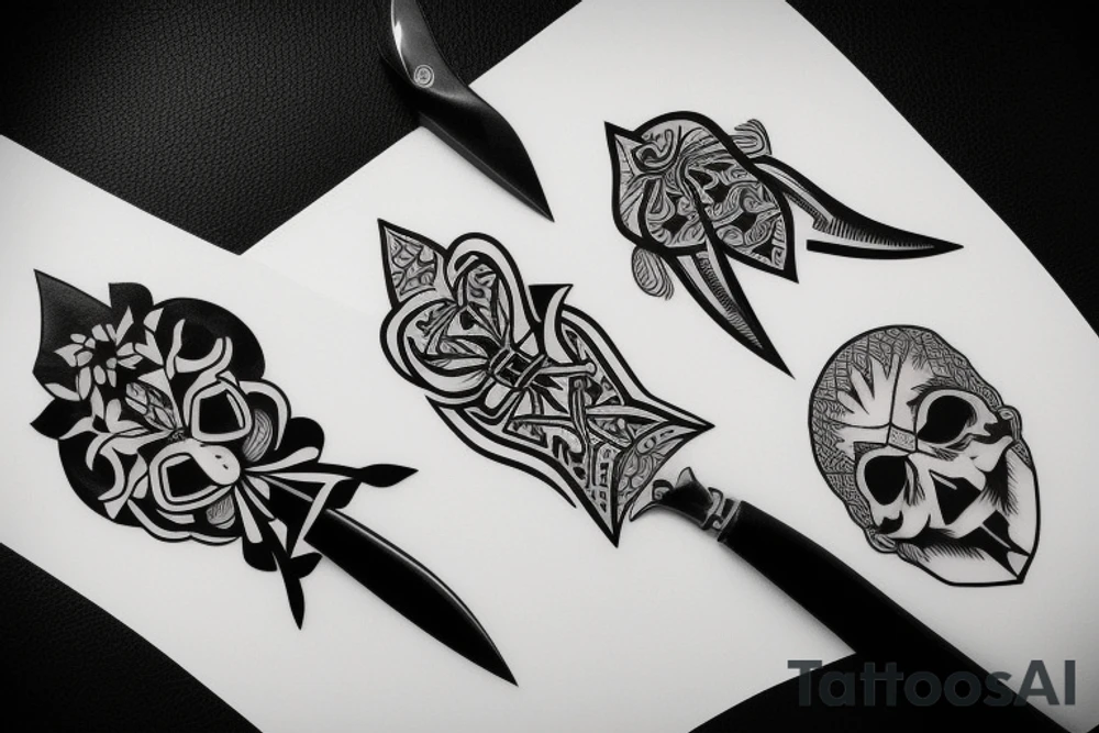 symmetrical knife tattoo idea