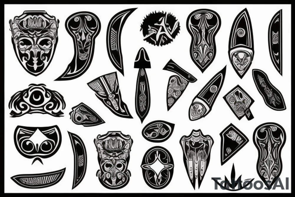 symmetrical knife tattoo idea
