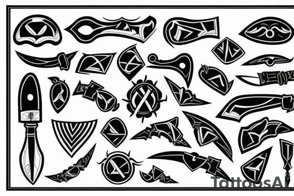symmetrical knife tattoo idea