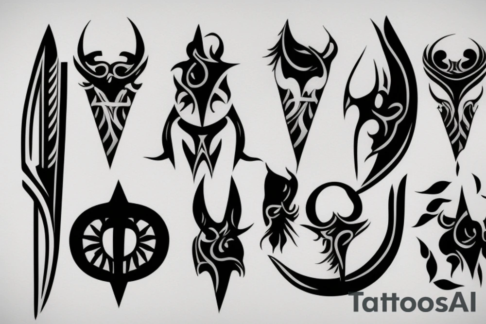 symmetrical knife tattoo idea