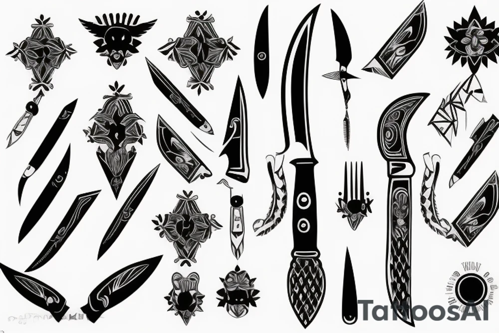 symmetrical knife tattoo idea