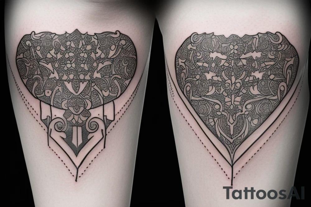 symmetrical knife tattoo idea