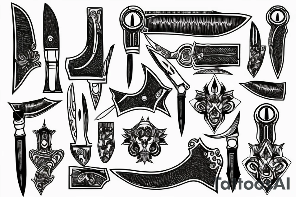 symmetrical knife tattoo idea