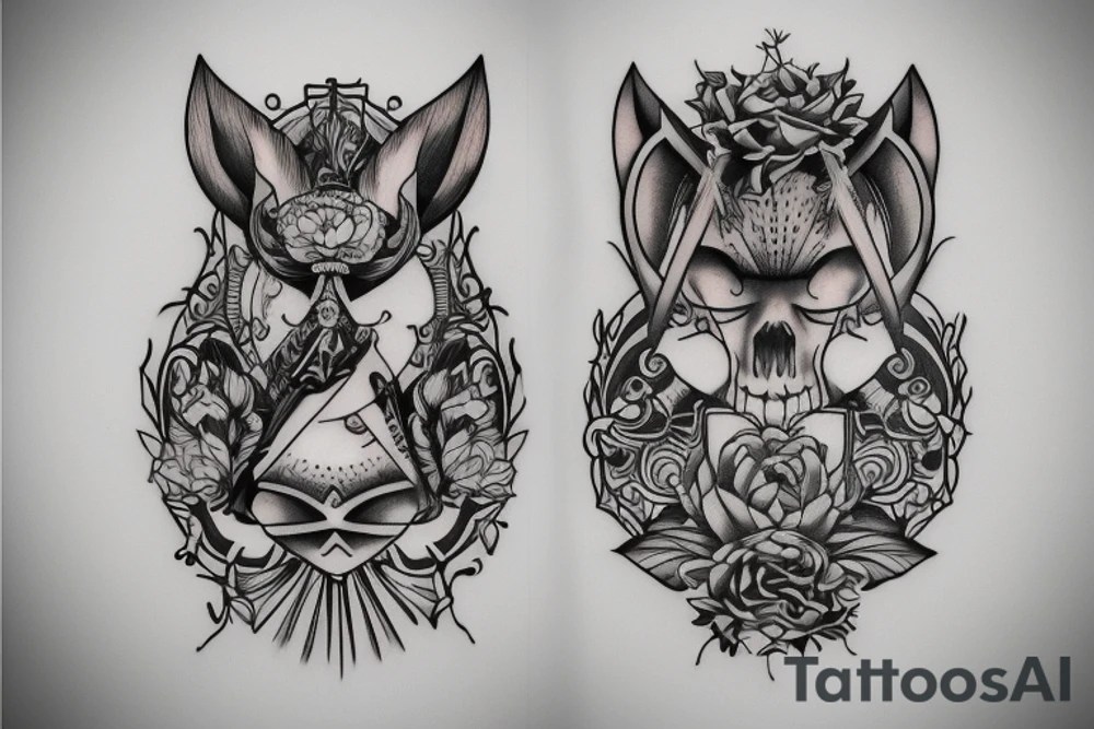symmetrical knife tattoo idea