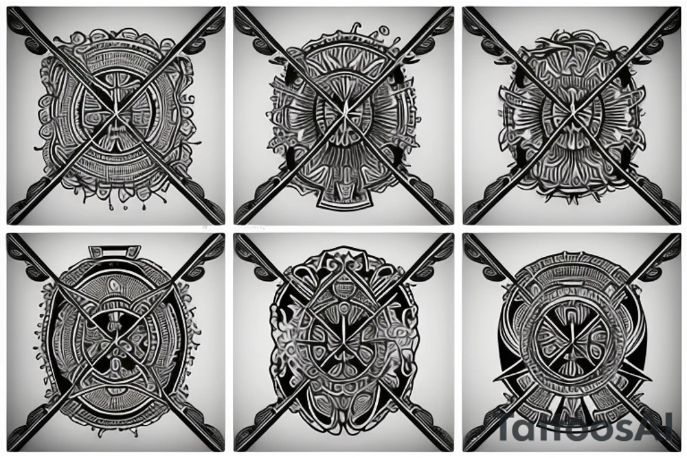 symmetrical knife tattoo idea